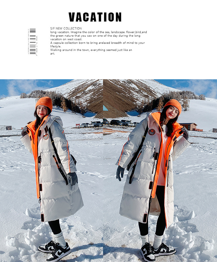 2022 mujer engrosada sobre la rodilla suelta abajo chaqueta regular medio largo commuter solid color abajo invierno nuevo pic 19