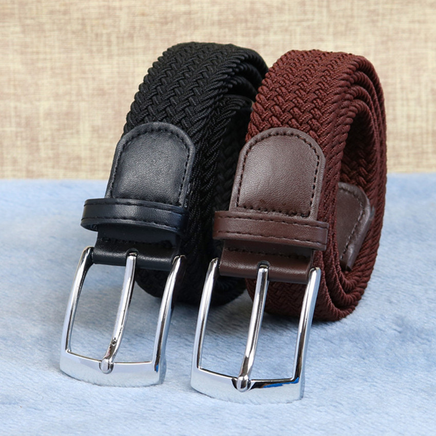 爆款男士编织腰带女士帆布松紧腰带弹力针扣休闲百搭皮带实力批发详情9