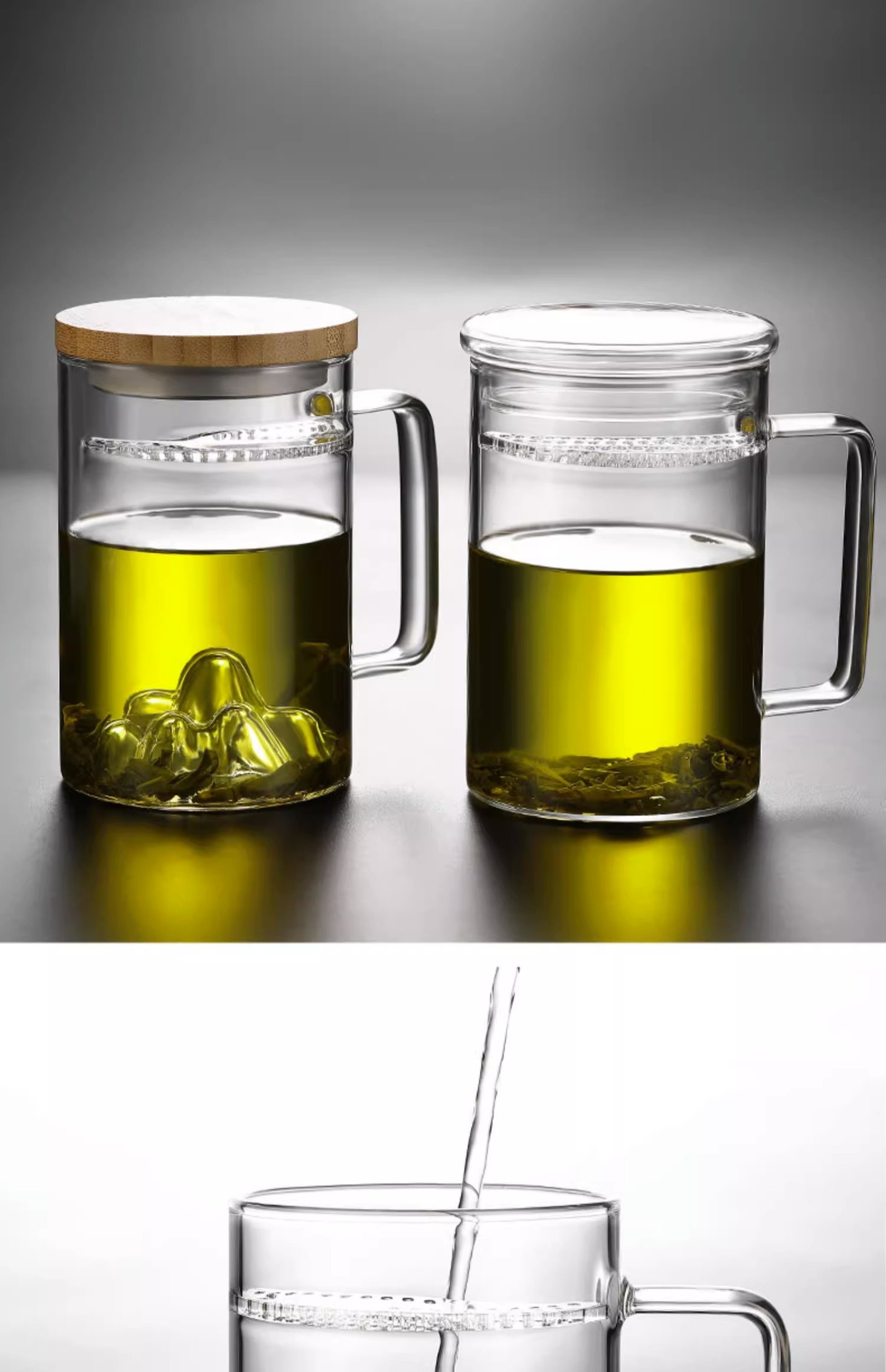 玻璃月牙杯大容量茶水分离泡茶杯办公室家用加厚耐热玻璃杯过滤详情18