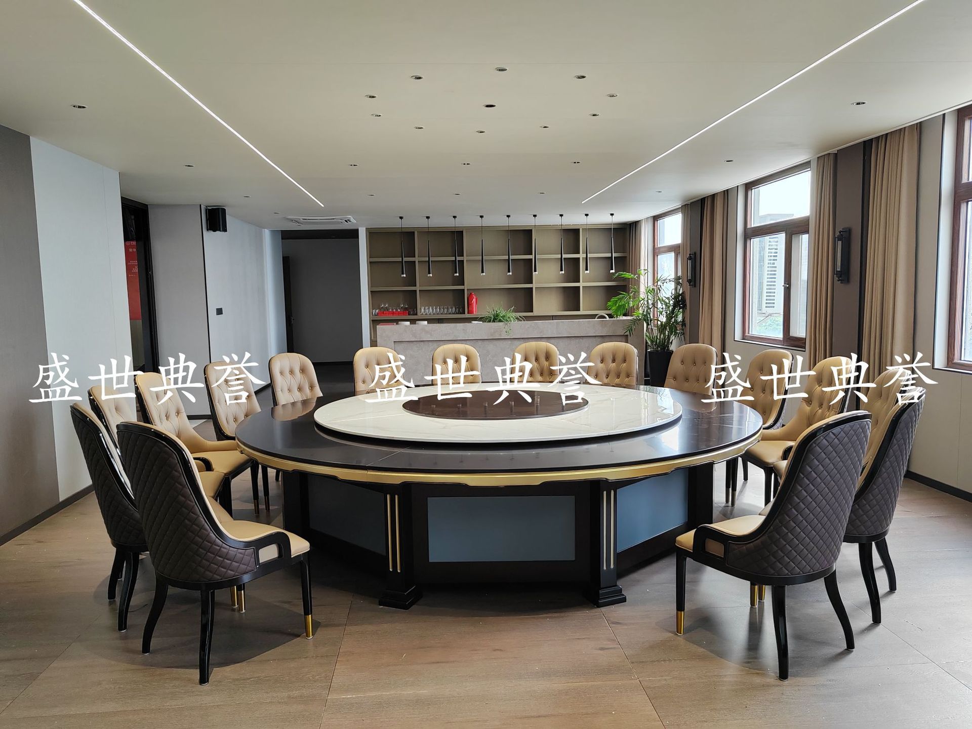 Solid wood dining tables and chairs for Changsha International Hotel, light luxury dining chairs for seafood restaurant private rooms, and white wax wood chairs for company clubs pic 7