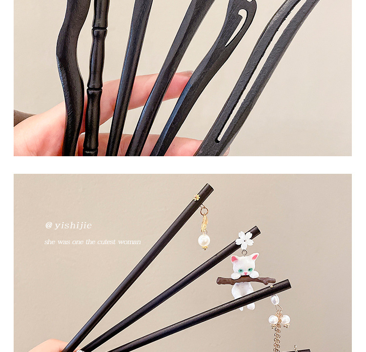 Ancient-style sandalwood hairpins for women, a simple and elegant updo, a modern and stylish new Chinese-style hairpin, Hanfu cheongsam headwear pic 30