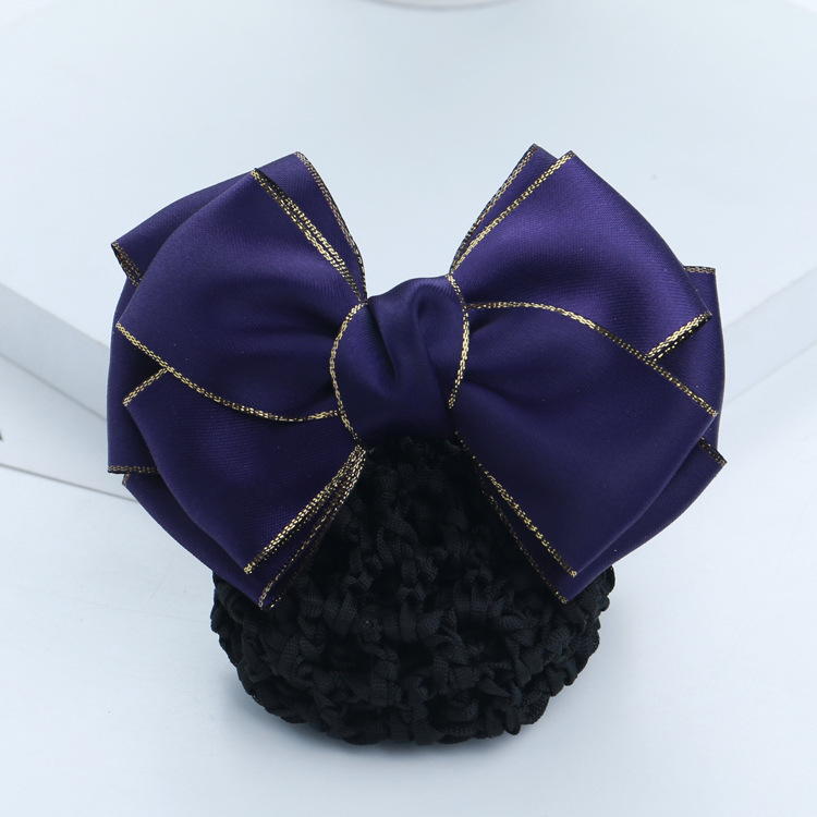 Professional hairpin, hair net, gold-edge bow, hair accessory, postal mobile headwear, nurse, work, hotel hairpin pic 28
