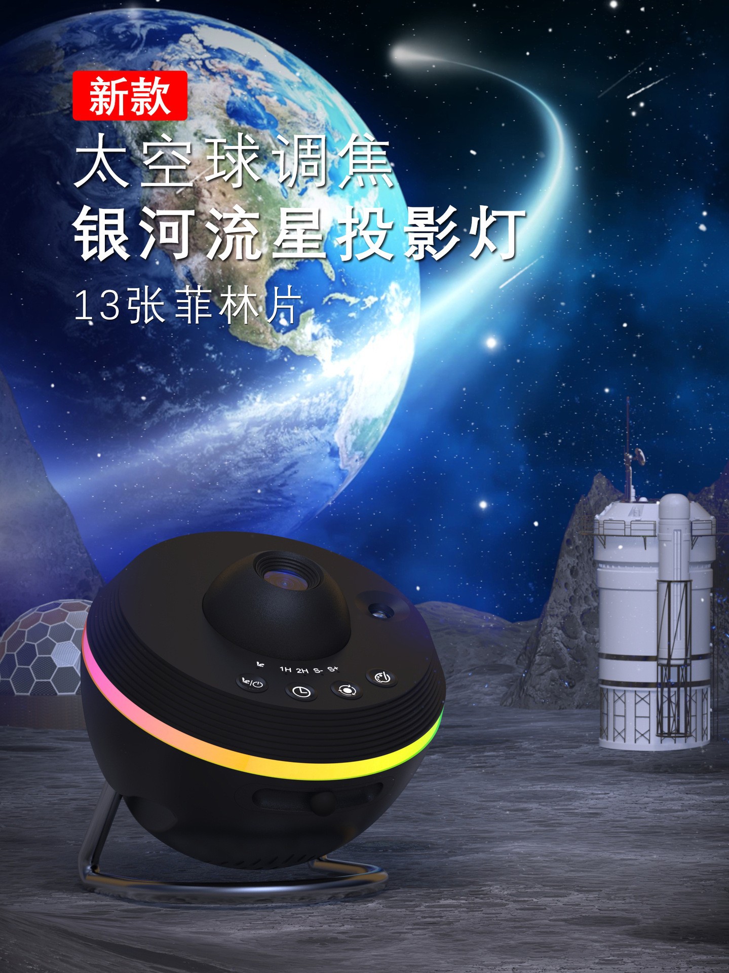 Cross-border 2024 New Space Ball High-definition Galaxy Projection Light, Starry Sky Light, Ambient Light, dynamic meteor Focusing Night light pic 1