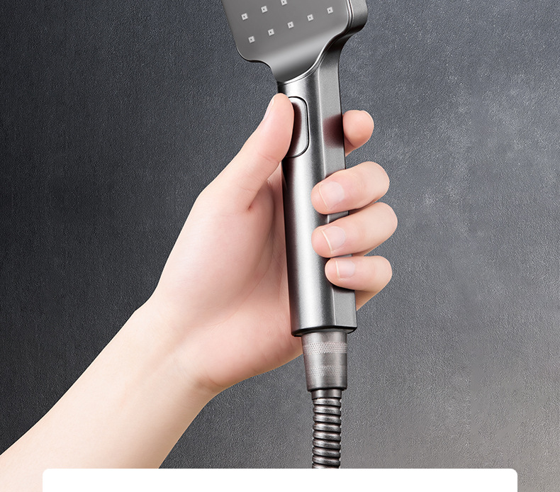 Constant-temperature shower head set, gun gray, household wall-mounted bathroom, rain shower bathroom, pressurized full shower faucet, copper pic 53