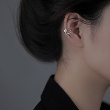 Long ear-clip-style earrings without ear piercings, simple and elegant for women, a niche European and American twisted long tassel ear-hanging bone clip pic 6