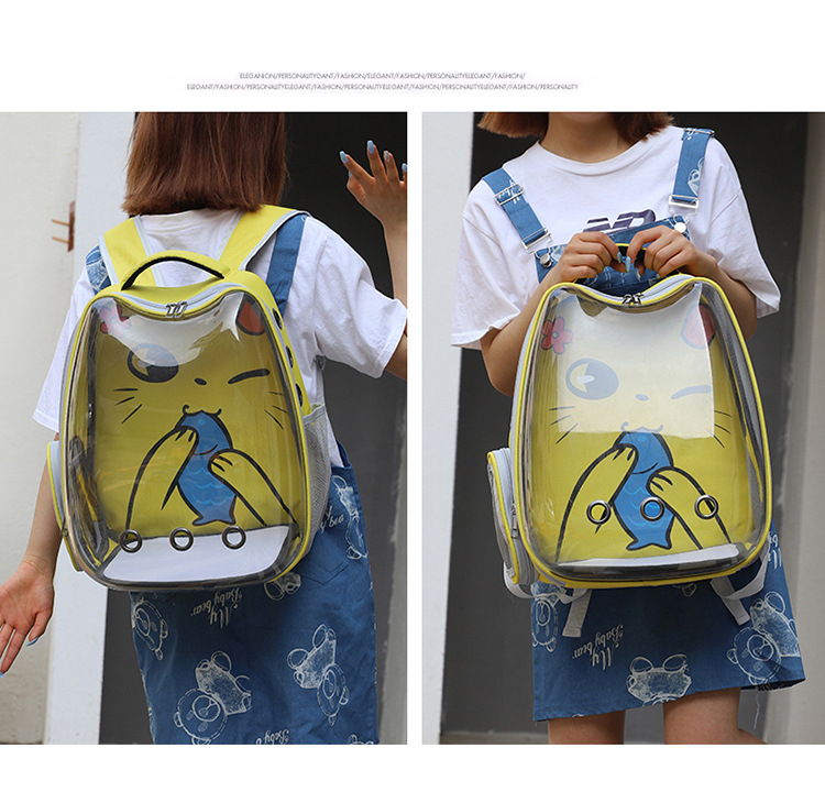 New transparent backpack, pet bag, cartoon portable space capsule, cat bag, dog breathable shopping backpack pic 25