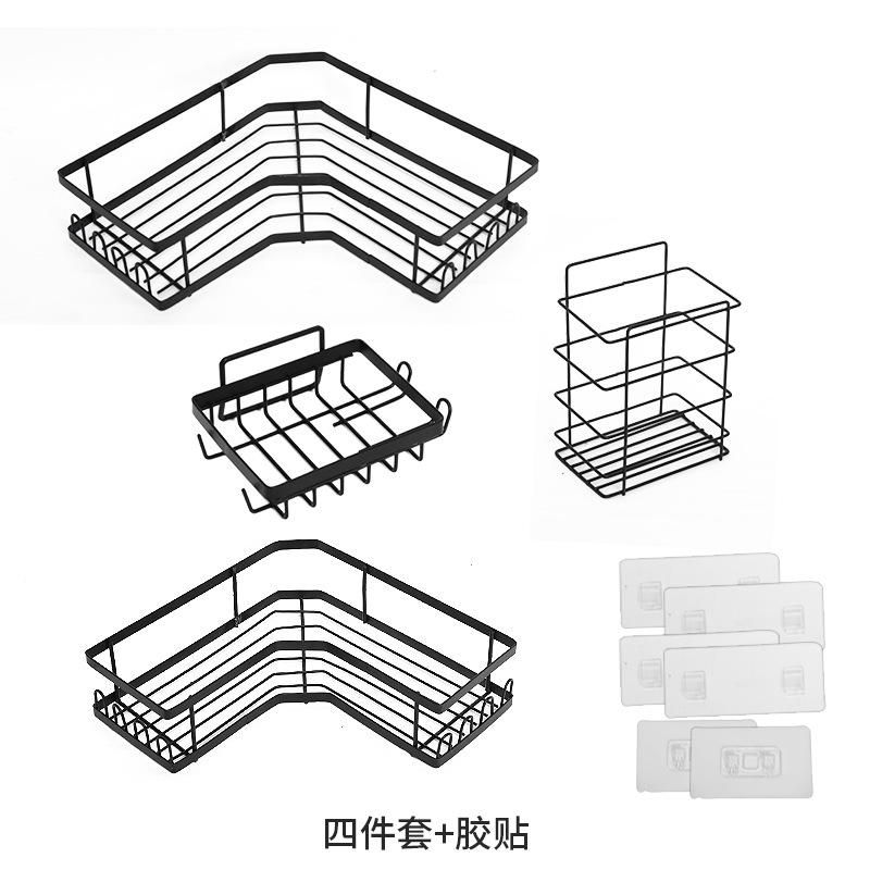 跨境新款浴室三角置物架卫生间免打孔转角置物架淋浴房墙角收纳架详情14