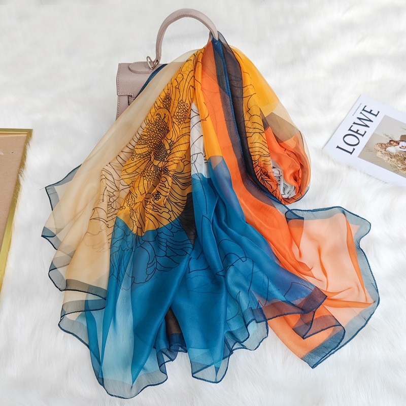 新款70小方巾印花丝巾方巾高级感百搭仿真丝围巾女士缎面领巾披肩详情4