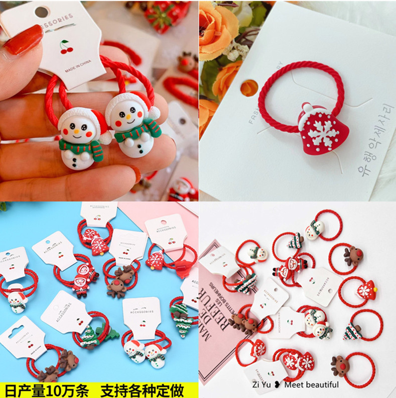 儿童毛绒皮筋女童彩色毛球卡通高弹力发圈小女孩不伤发扎丸子头绳详情2