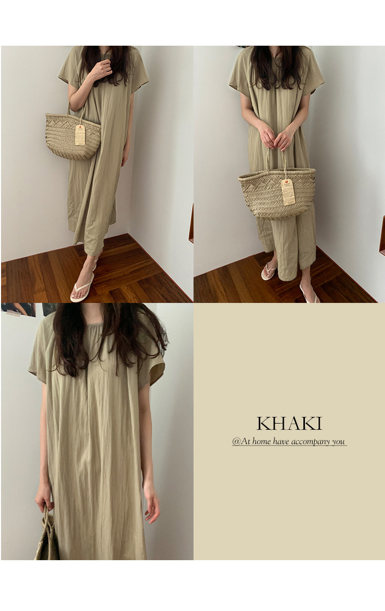 2024年夏季新款连衣裙 韩国ins风休闲家居宽松短袖度假中长款裙子详情8