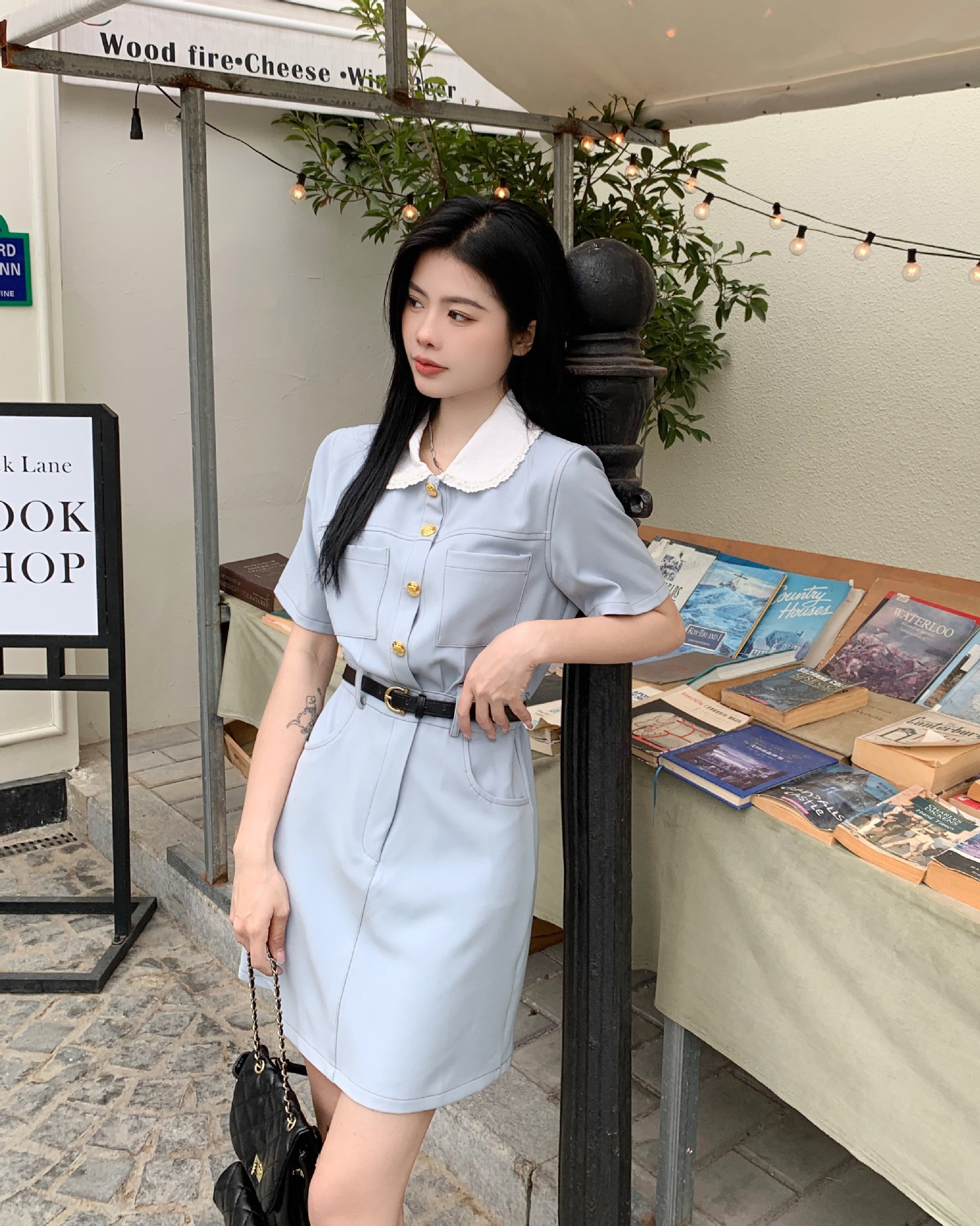 大码女装胖mm百搭娃娃领连衣裙2023夏季新款休闲收腰韩版高级裙子详情4