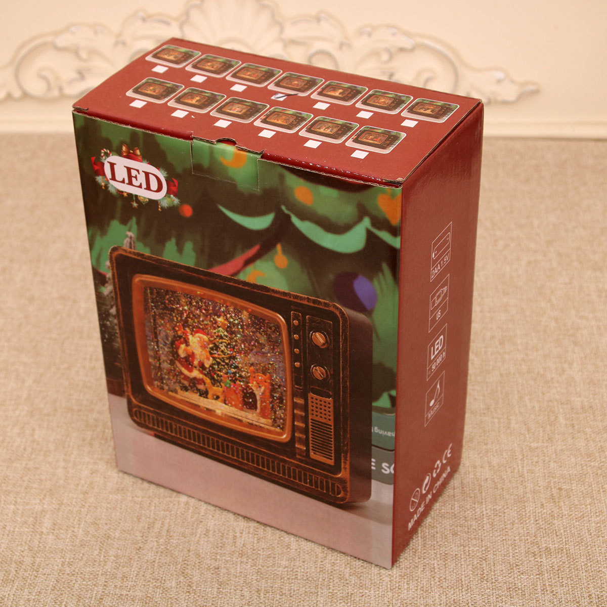 新款圣诞节音乐飘雪注水电视机夜灯礼物摆件圣诞节装饰品八音盒详情8