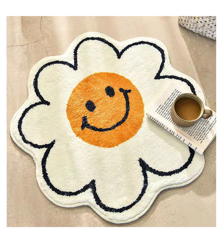 小清新花卉异形四季通用卧室床边毯家用吸水防滑仿羊绒客厅地毯详情17