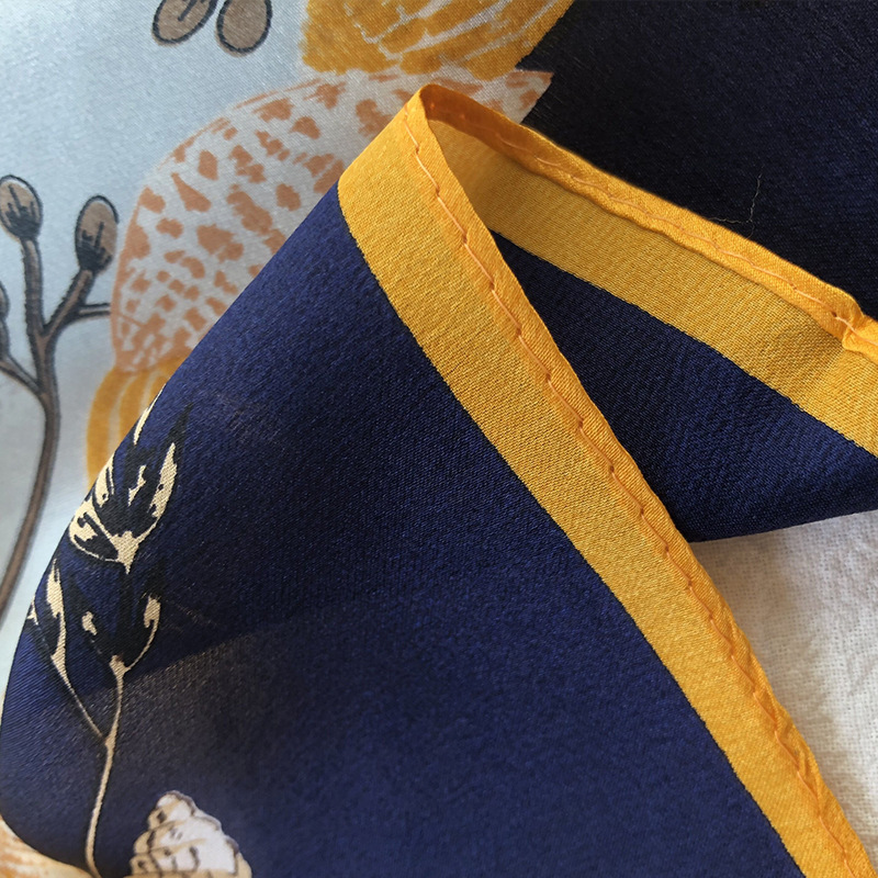 Wholesale silk scarves for overseas gifts and return gifts, cross-border silk autumn and winter decorative plain crepe satin 53cm floral neckerchiefs, small square scarves pic 63