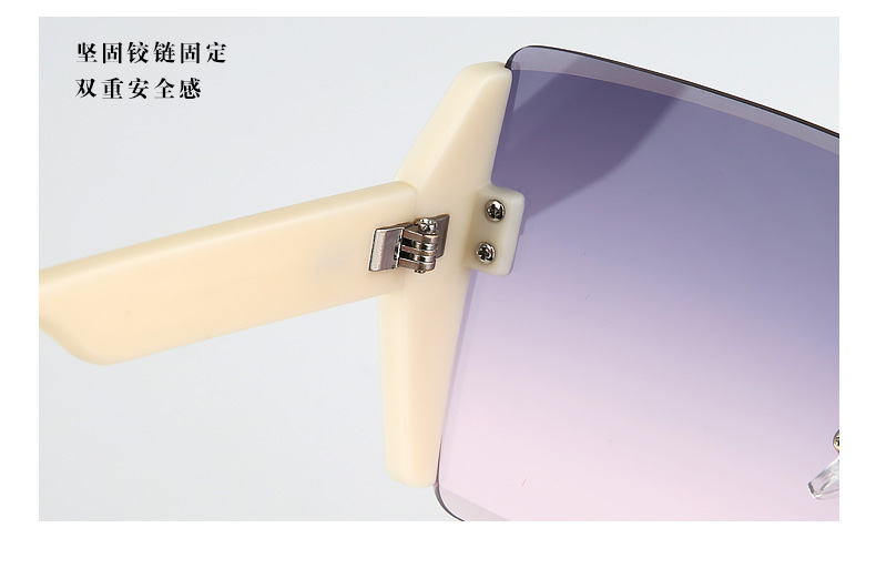2023 new square frameless edge-cut sunglasses, popular personalized glasses, large-frame fashionable sunglasses wholesale in stock pic 11