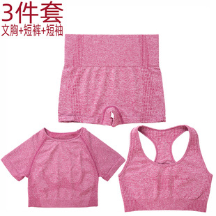 【加工定制】无缝点点瑜伽服套装女长袖短袖高腰长裤短裤健身衣详情4