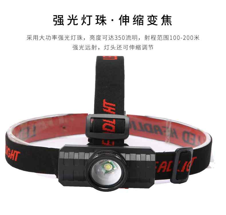 Powerful USB charging headlamp, lithium battery, high-power mini zoom, LED, outdoor waterproof head-mounted flashlight pic 6