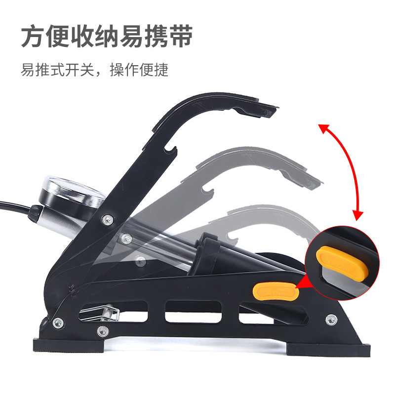 Foot-operated high-pressure double-cylinder air pump, portable car, motorcycle, bicycle, household foot-operated air pump pic 1