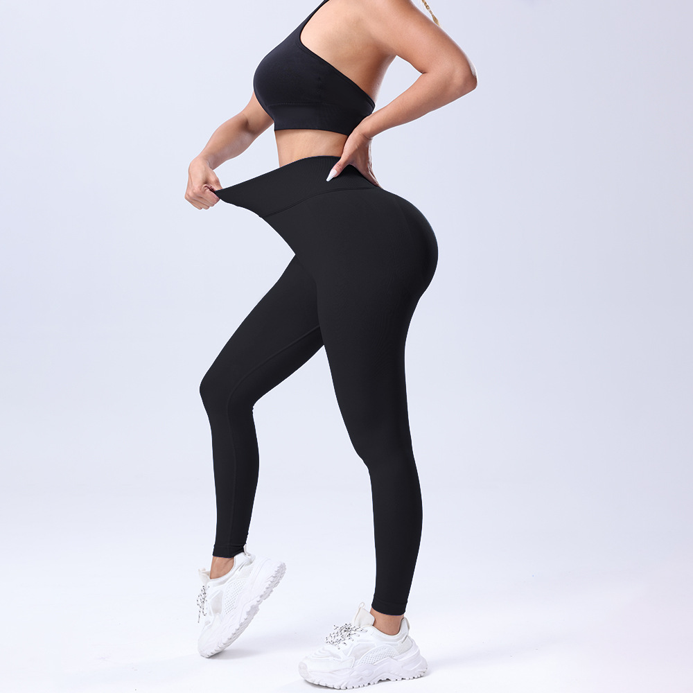 跨境欧美纯色无缝蜜桃翘臀高腰紧身V腰瑜伽裤运动跑步健身九分裤详情22