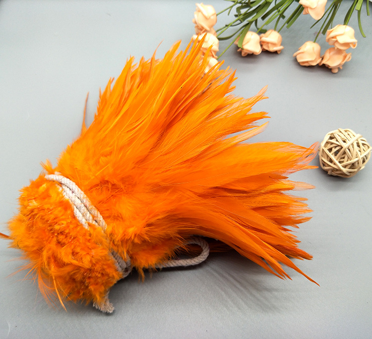 Dyed chicken feathers 4-6, white pointed, colored feather ornaments, corsages, headwear, hat flowers, dream catchers, cat teasing sticks materials pic 31
