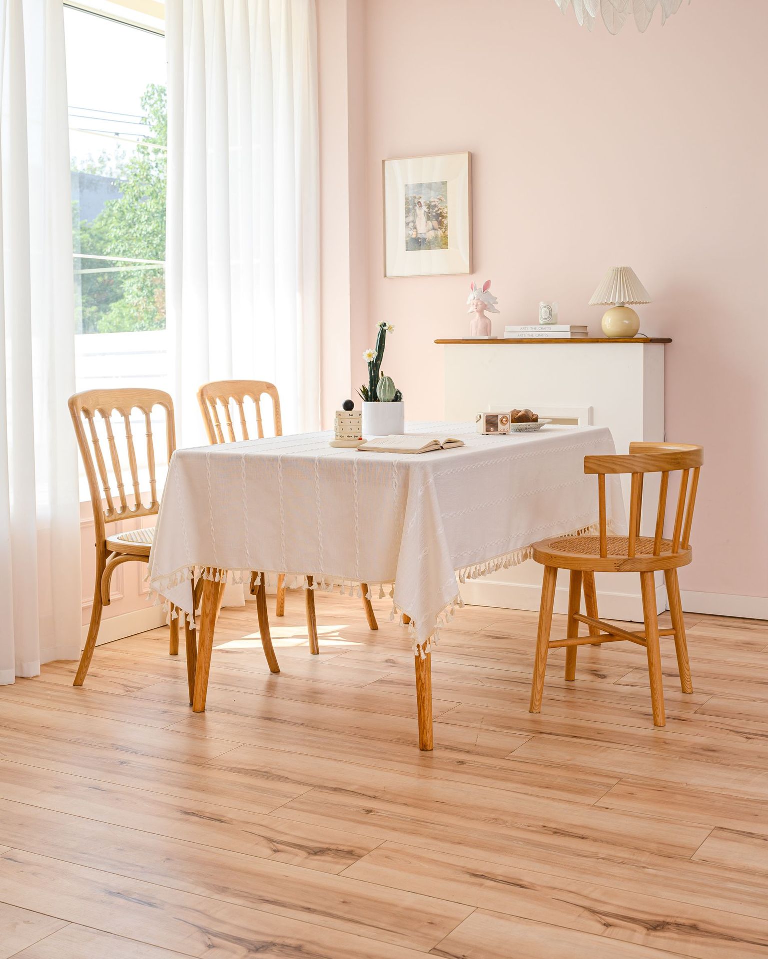 Cross-border three-dimensional embroidered striped tablecloth, popular black solid color, white cotton and linen tablecloth cover, fabric outdoor party pic 1