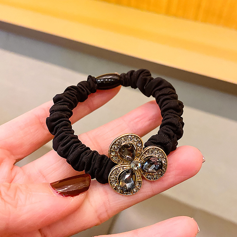 合金水钻头绳发圈 韩版高级复古头发绳小肠圈皮筋女饰品发饰批发详情11