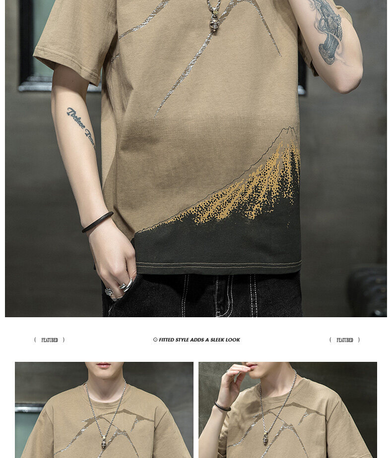 短袖t恤男士夏季新款潮牌ins休闲半袖体恤衫火山岩印花男装上衣服详情16