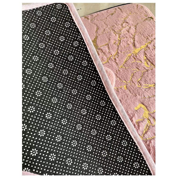 Rabbit fur gilded toilet three-piece set, carpet floor mat, bathroom and toilet anti-slip mat, household entrance floor mat pic 9