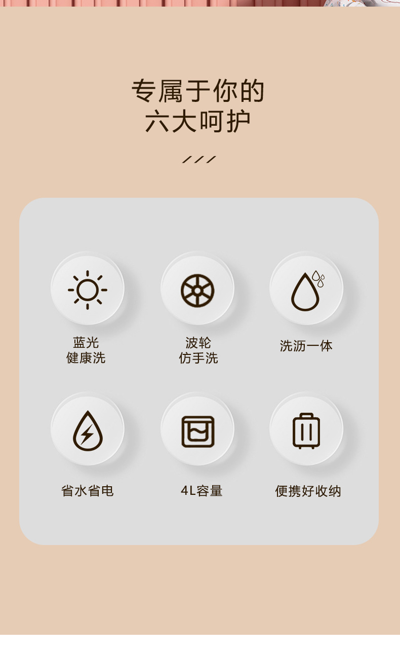迷你洗衣机 家用洗脱一体便携式清洗机旅行宿舍内衣裤小型清洗机XM004详情2