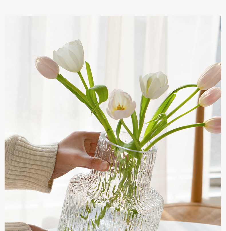 Nordic-style transparent vase dining table, ins feng shui for growing fresh flowers, glass vase for living room decoration, popular online decoration pic 1