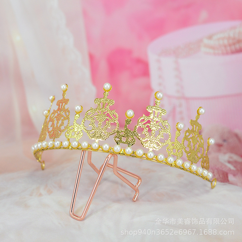珍珠皇冠 生日蛋糕烘焙铁大小半圆皇冠摆件 节日鲜花装饰唯美王冠详情6