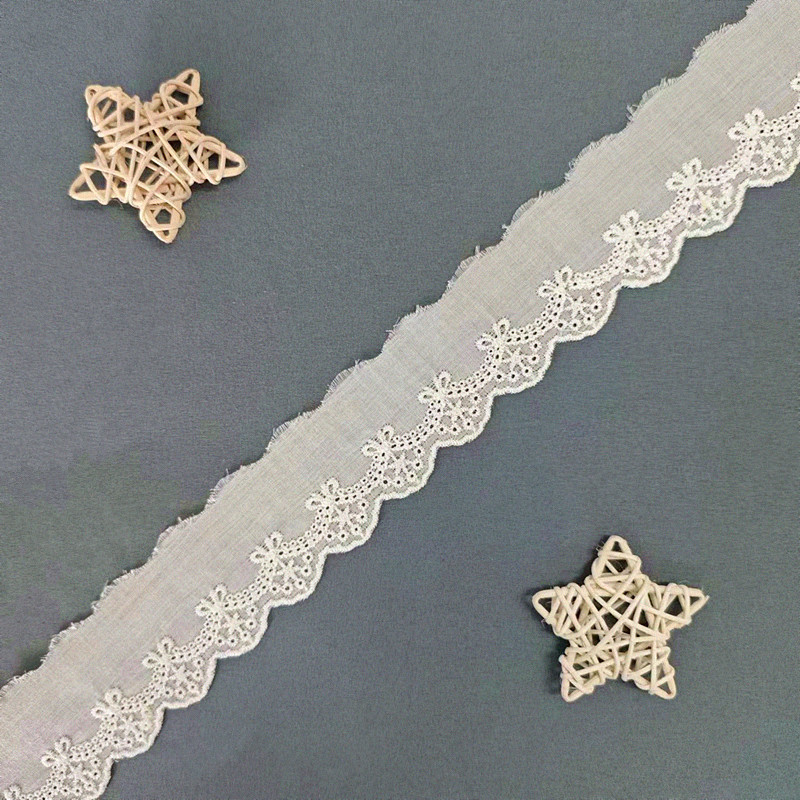 Wholesale of cotton embroidered lace, hollowed-out lace, embroidered skirt hem, clothing accessories, milk silk, perforated, barcode 2.5 pic 127