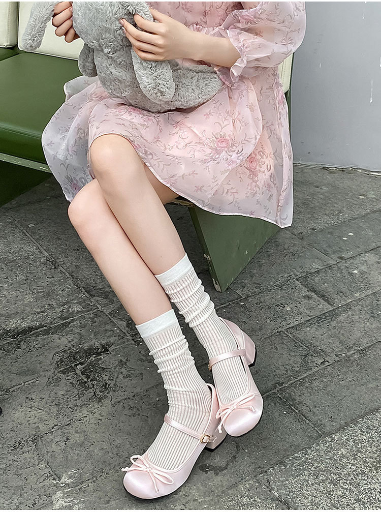 袜子女夏季薄款无骨中筒袜miu芭蕾风灰色堆堆袜搭配小皮鞋小腿袜详情2