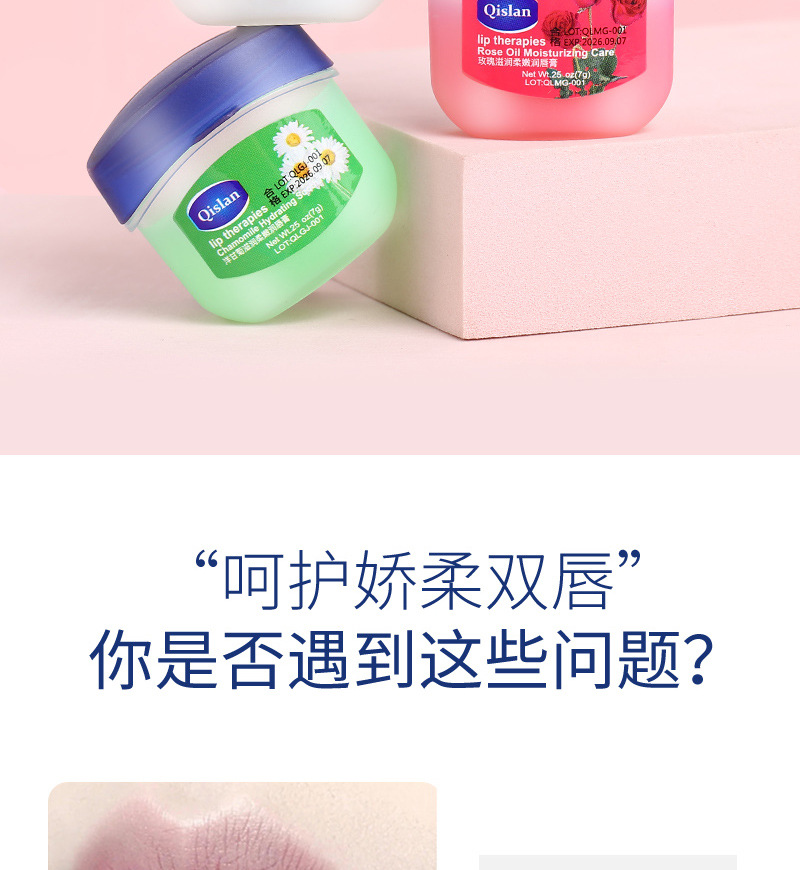 Qianzilan Vaseline Lip Balm, Lip Mask, Lip Balm Classic Repair Moisturizing Rose Hydrating and Nourishing Small Q Can 7g pic 2