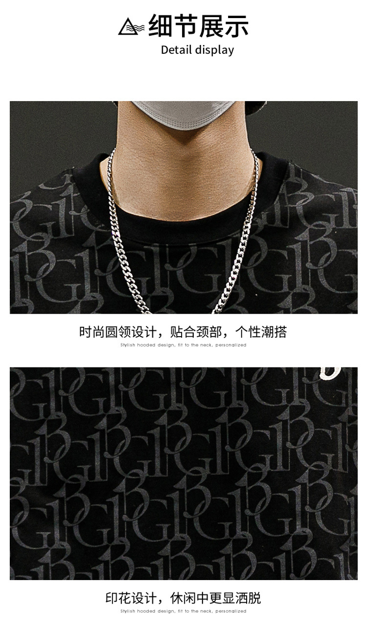 New summer round-neck plus-size American retro ice silk cotton half-sleeved T-shirt for men pic 39