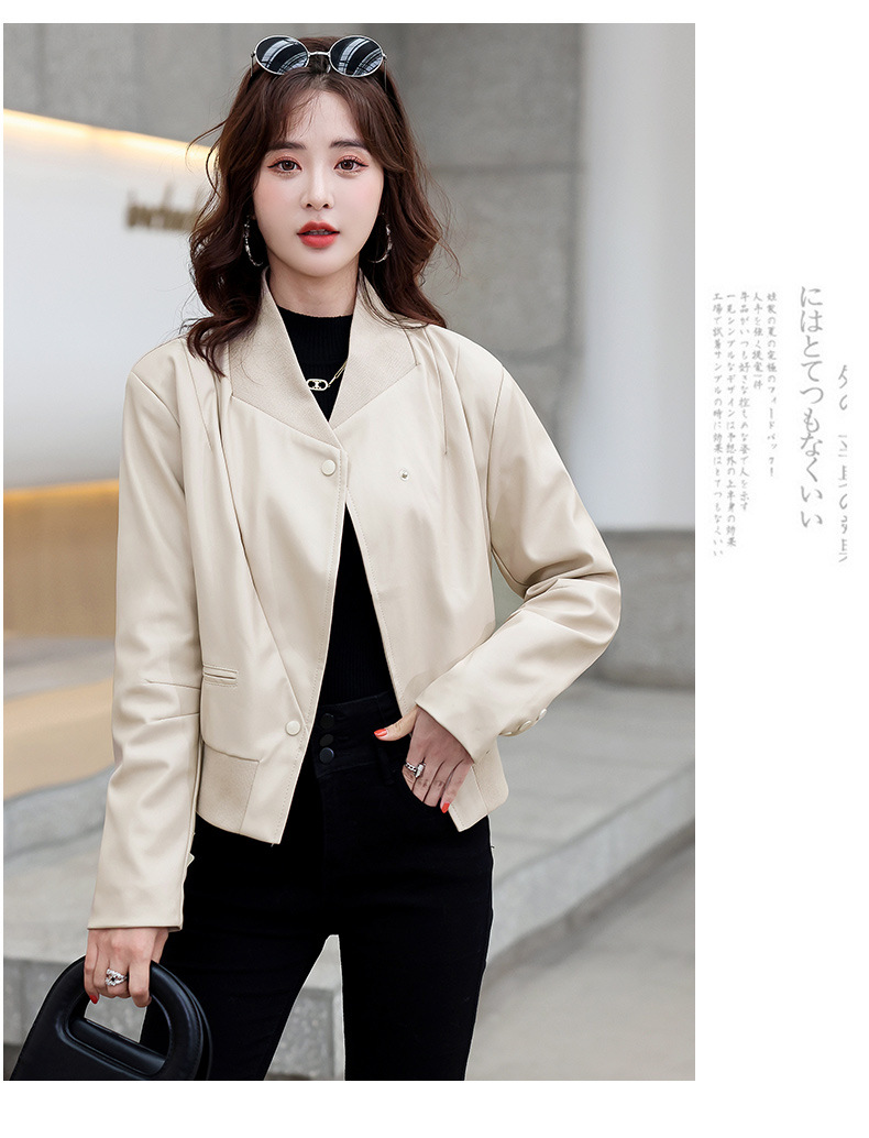 小个子港风纯色短款皮衣pu外套女2022年新款休闲夹克机车上衣潮详情31