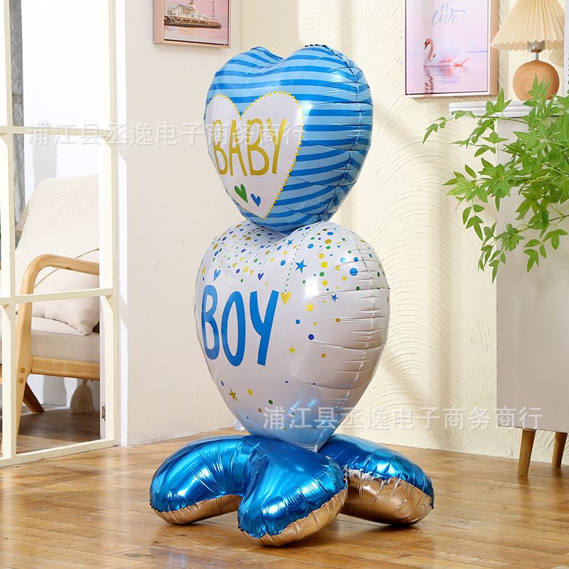 跨境大号底座站立粉蓝BABY GIRL BOY铝膜气球生日派对装饰布置详情5