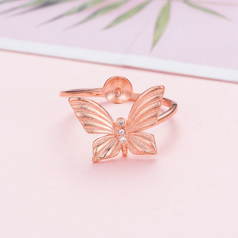 S925银简约戒指托粘珠子配件珍珠粘扣银镀白金珍珠配件详情14