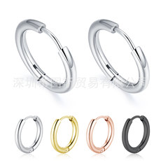 厂家钛钢时尚圆形锆石细针耳钉不锈钢电镀镶钻四爪双钻锆石耳环详情6