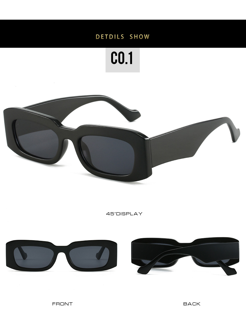 2024跨境新款简约方形太阳镜 欧美时尚品牌CU家爆款矩形百搭墨镜详情7
