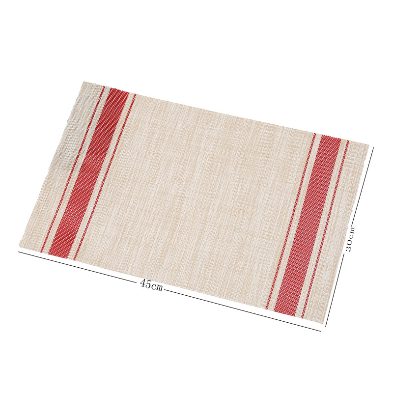 Double-striped pvc placemats, new Chinese-style simple Western placemats, imitation linen table MATS, hotel and household bowl MATS pic 1