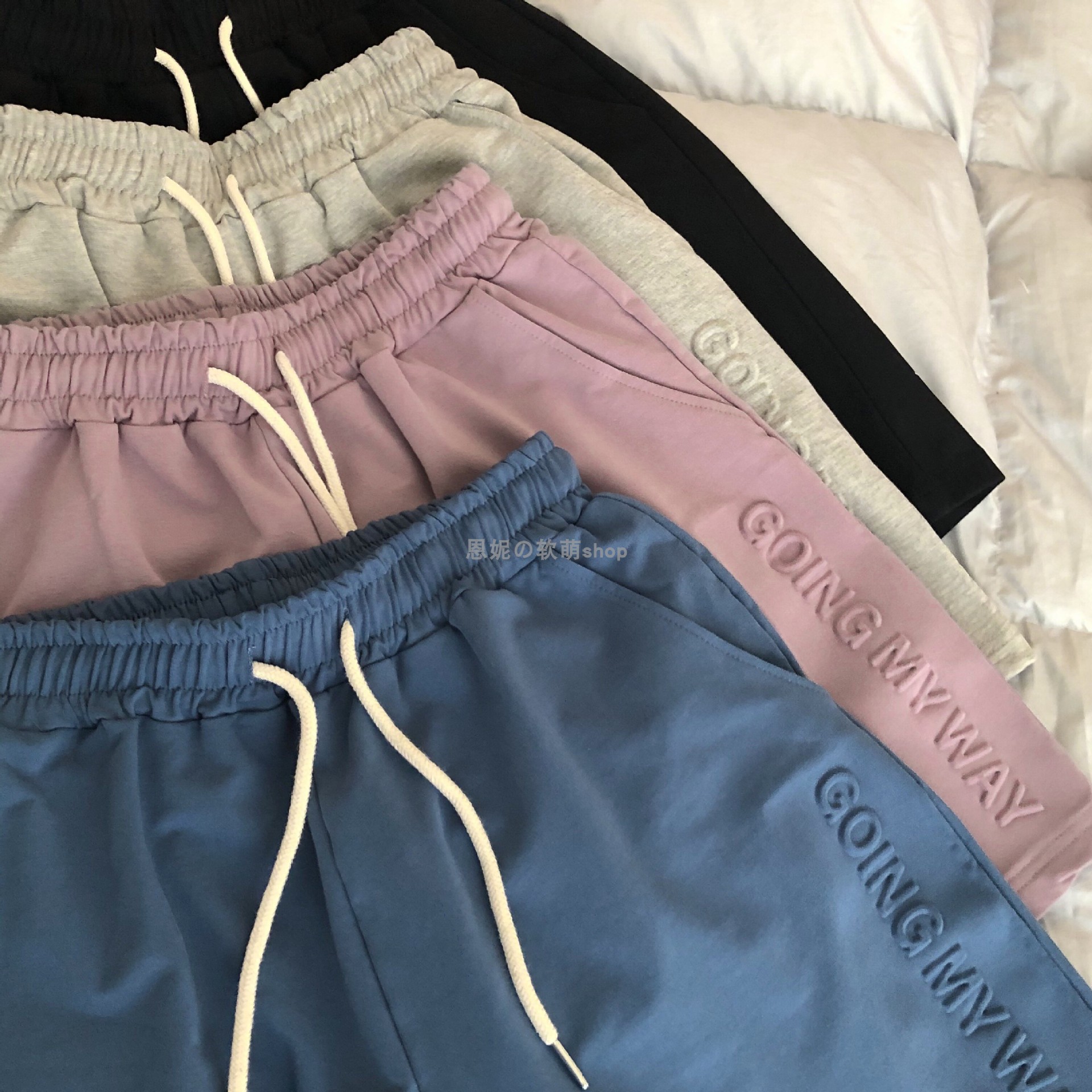 立体印花短裤女休闲百搭薄款夏季直筒阔腿裤高腰显瘦五分裤子代发详情4