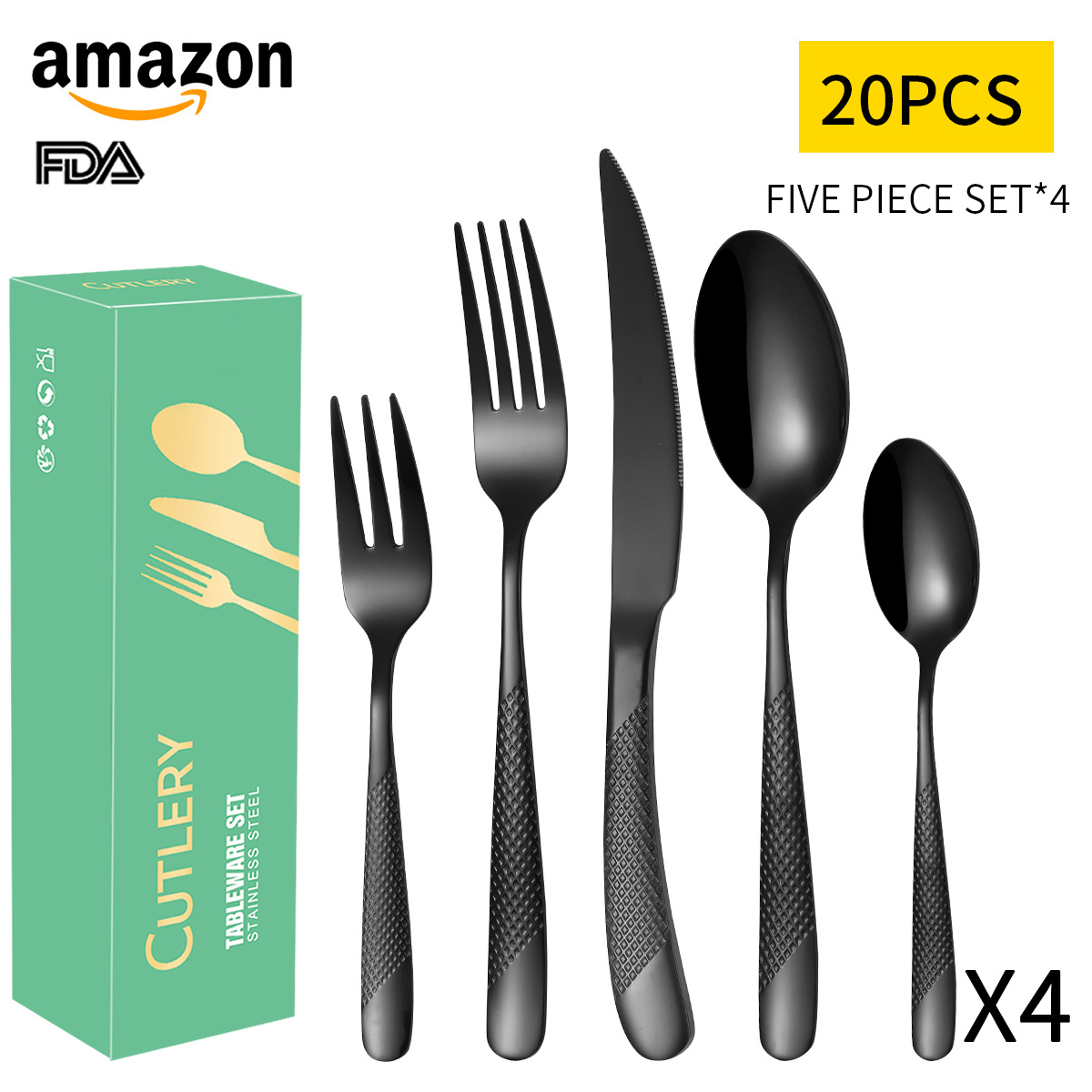 亚马逊跨境爆款葡萄牙不锈钢餐具24/40件西餐牛排刀叉勺礼盒套装详情7