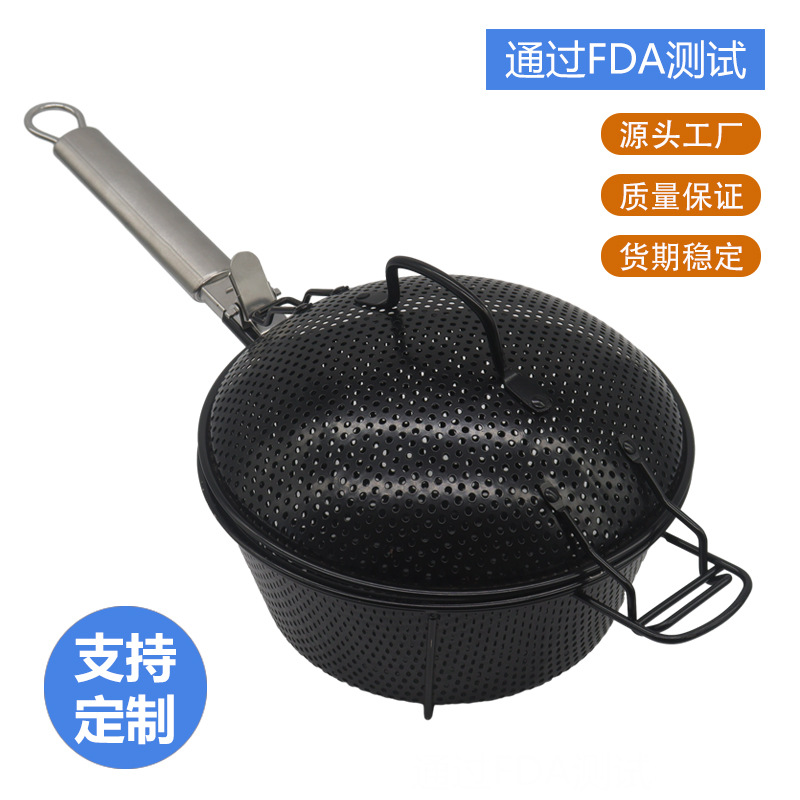 Korean non-stick barbecue trays are selling well across borders. They are rectangular barbecue trays with handles and outdoor black hollowed-out barbecue trays pic 7