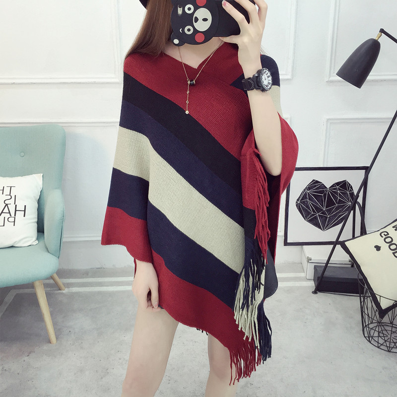 Loose tassel shawl spring and autumn new women sweater coat plus-size knitted cape pullover 蝙蝠衫 pic 9
