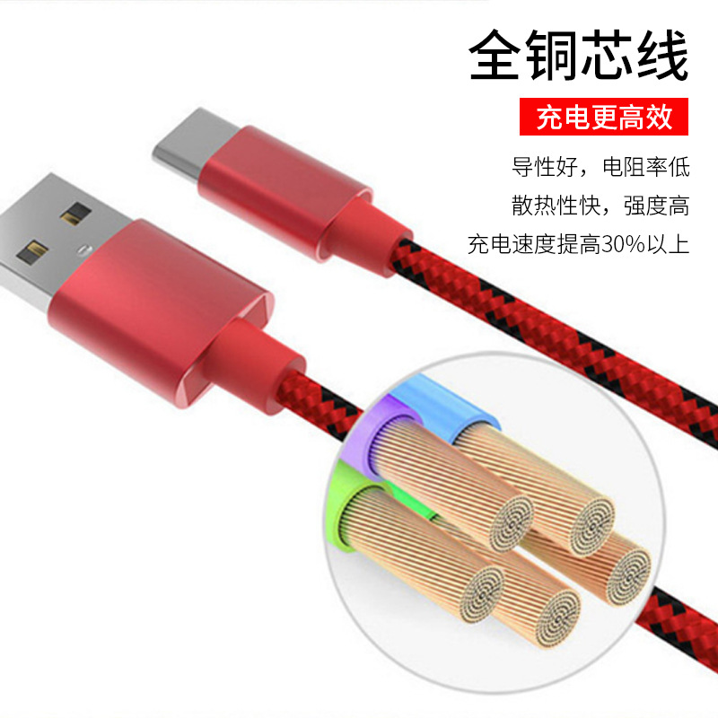 安卓华为加长快充线手机充电数据线尼龙编织线适用苹果原装数据线详情7