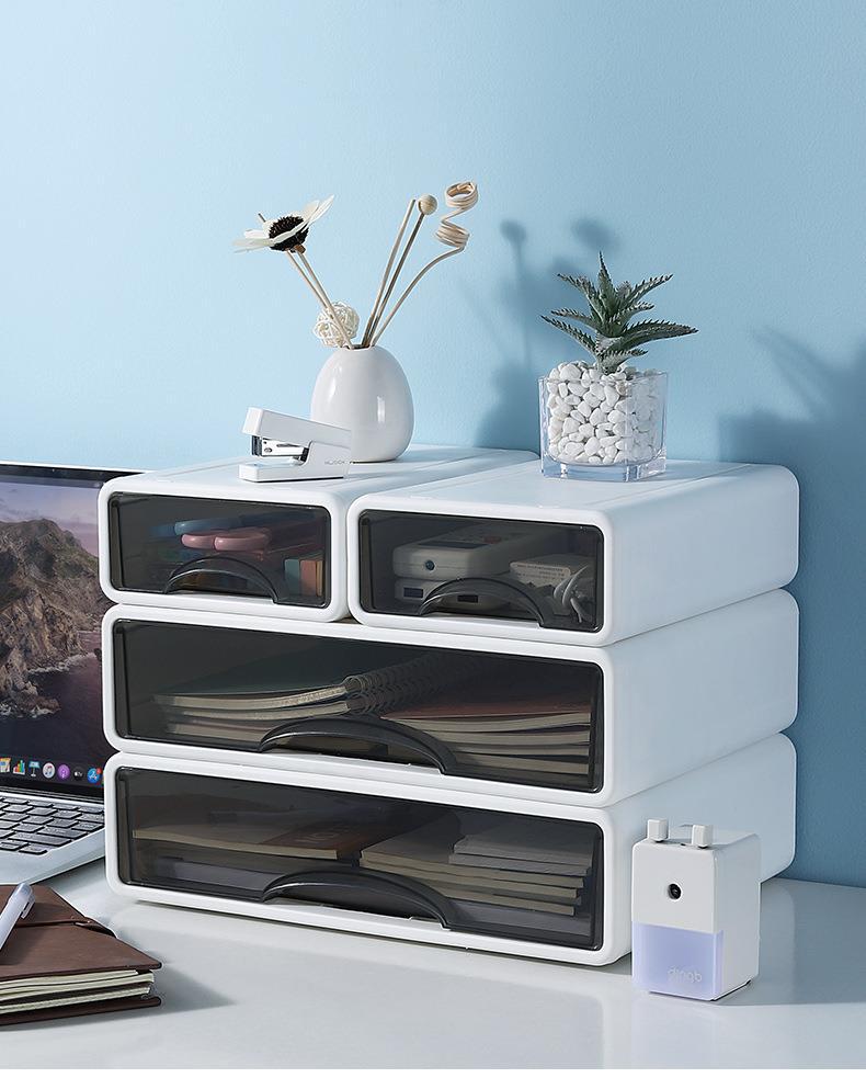 Large drawer-type desktop storage box, cosmetics office desk, dormitory stationery organization and storage box, desk rack pic 21
