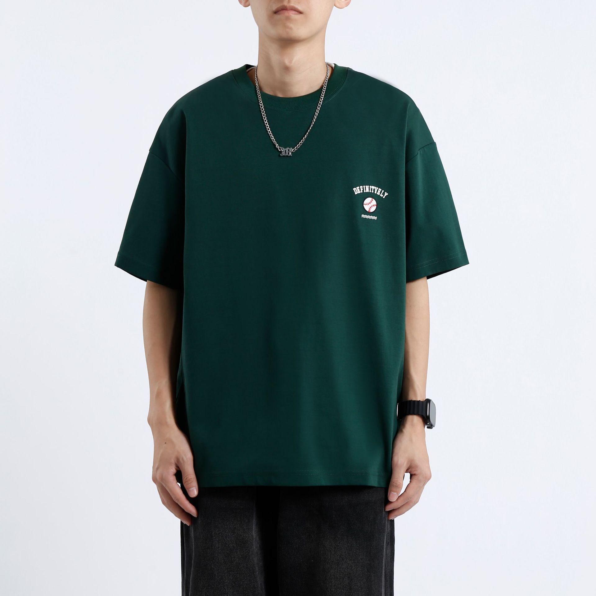 阿尔图220G重磅纯白印花短袖t恤男潮牌潮流夏季休闲宽松圆领上衣详情16