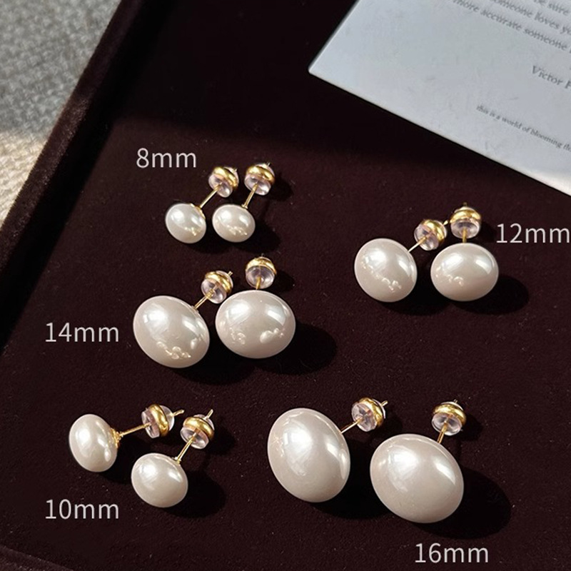 Shi Family Steamed Bun Pink Light Milk White Pearl Stud Earrings S925, pure silver needle, a niche high-end style, versatile new earrings pic 6