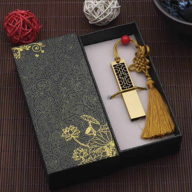 Wholesale of Chinese-style USB flash drives with retro window decorations, 128gb Chinese-style window lattice metal USB flash drives with printed logos pic 44